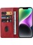 iPhone 14 Plus Cüzdan Telefon Kılıfı Dana Dokusu Otomatik Emilen Manyetik Deri Stand Telefon Kılıfı-Kırmızı (Yurt Dışından) 2
