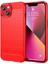 iPhone 14 Plus 6.7 Inç Karbon Fiber Doku Tpu Kapaklı Fırçalanmış Ince Kılıf Çizilmeye Dayanıklı Cep Telefonu Kılıfı-Kırmızı (Yurt Dışından) 1