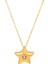 Lucky Star Basit Beş Köşeli Yıldız Kolye Sanatsal Retro Yıldız Köprücük Zinciri 18K Altın Kaplamalı Titanyum Çelik (Yurt Dışından) 1
