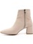 Kadın Ten Fermuarlı Sivri Burun Kalın Topuklu Bot 4