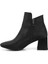 Kadın Siyah Deri Fermuarlı Kalın Topuklu Bot 4
