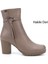 Kadın Bej Fermuarlı Kalın Topuklu Hakiki Deri Bot 1