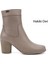 Kadın Bej Fermuarlı Kalın Topuklu Hakiki Deri Bot 1