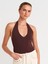 10794 Halter V Yaka Basıc Bluz-Kahve 1