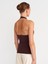 10794 Halter V Yaka Basıc Bluz-Kahve 2