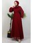 Helen Taşlı Janjan Elbise Bordo 4