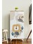 Jungle Animals 3 Raflı Çocuk Odası Dolabı Çok Amaçlı Baskılı Oyuncak Dolabı 2