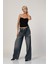 Yüksek Bel Çapraz Düğmeli Bol Paça Pantolon - Denim Denim - 26 5