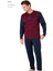6111 Erkek Uzun Kollu Yakası Düğmeli Pijama Takım-Bordo 1