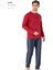 6095 Erkek Uzun Kollu Bisiklet Yaka Pijama Takımı-Bordo 1