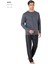 6095 Erkek Uzun Kollu Bisiklet Yaka Pijama Takımı-Füme 1