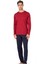 6099 Erkek Uzun Kollu Bisiklet Yaka Pijama Takımı-Bordo 1