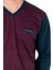 6110 Erkek Kuzun Kollu V Yaka Pijama Takımı-Bordo 2