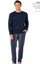 6095 Erkek Uzun Kollu Bisiklet Yaka Pijama Takımı-Lacivert 1