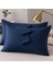Lacivert Yastık Kılıfı Pamuk Kumaş Kapaklı (2 Adet) 50 x 70 cm 3