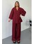 Vena Kadın Cupra Tek Düğme Kimono & Pantolon Bordo Takım – Yazlık Konforlu Şıklık ve Modern Kesim 1