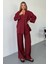 Vena Kadın Cupra Tek Düğme Kimono & Pantolon Bordo Takım – Yazlık Konforlu Şıklık ve Modern Kesim 2