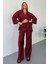 Vena Kadın Cupra Tek Düğme Kimono & Pantolon Bordo Takım – Yazlık Konforlu Şıklık ve Modern Kesim 3