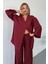 Vena Kadın Cupra Tek Düğme Kimono & Pantolon Bordo Takım – Yazlık Konforlu Şıklık ve Modern Kesim 4