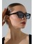 Kadın Siyah Cat Eyes UV400 Güneş Gözlüğü 23006 C2 Açık Renk 1