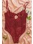 Kadın Bordo Transparan Tül Dantel Iç Giyim 2