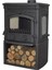 Flamestove FS-041YKST Retro Tek Camlı Şömine Yan Kapaklı Odunluklu 1