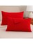 Kırmızı Yastık Kılıfı Pamuk Kumaş Kapaklı (2 Adet) 50 x 70 cm 3