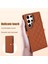 Samsung Galaxy S23 Ultra Leather Flip Magnetic Clasp Kickstand Heavy Duty Protective Wallet Phone Case With Card Holder Crossbody Long Wrist Strap (Yurt Dışından) 3