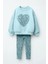 Kız Çocuk 3 Iplik Pamuklu Kumaş Kalp Detaylı Sweatshirt ve Tayt Alt Üst Takım 1