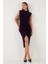 Drape ve Yırtmaç Detaylı Sıfır Yaka Kolsuz Midi Boy Elbise Bayan Elbise 611EL694 3