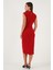 Drape ve Yırtmaç Detaylı Sıfır Yaka Kolsuz Midi Boy Elbise Bayan Elbise 611EL694 6