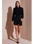 Vatkalı Regular Fit Yırtmaç Detaylı Dik Yaka Mini Boy Elbise Bayan Elbise 611EL751 1