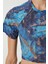 Desenli Crop Krinkıl Bluz LAN0048 Lacivert 4