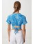 Desenli Crop Krinkıl Bluz LAN0048 Gök Mavi 5