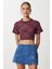 Desenli Crop Krinkıl Bluz LAN0048 Bordo 1