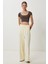Geniş Paça Dökümlü Modal Pantolon LUB0208 Açık Sarı 2