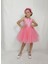 Kız Çocuk Ada Model Abiye Pembe Etek Incili Elbise 1