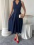 Dore Pileli Düğme Detay Midi Elbise 4