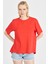 Kadın Sırt Detaylı %100 Pamuk Kırmızı Tişört 4