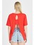 Kadın Sırt Detaylı %100 Pamuk Kırmızı Tişört 5