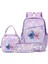 Lilo Stitch 3pcs/set Sırt Çantası Kapasitesi Öğrenciler Sırt Çantası Kawaıı Naylon Çift Omuz Çantası Moda Seyahat Koleji Mochilas Renk: Mor (Yurt Dışından) 1
