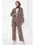Desenli Kimono Takım Kahve - 27132 5