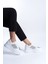 Jet-Mıpa Bağcıklı Ortopedik Taban Simli Kadın Sneaker Spor Ayakkabı Cbt - Beyaz 2