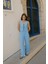 Wide Leg Geniş Paça Beli Lastikli Basic Düz Bürümcük Pantolon Takım 1