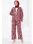 Desenli Kimono Takım Bordo - 27132 2