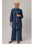 56142 Önü Gizli Düğmeli Kol Ucu, Önü ve Yakası Taşlı Pantolonun Beli Tam Lastikli Geniş Paça Şık Ikili Takım #05-25# 1