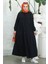Büzgülü Pat Detaylı Elbise Siyah - 27293 2