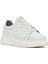 Erkek Beyaz Bağcıklı Kalın Tabanlı Deri Sneaker 25WFD675318 6