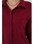 20153 Tek Cepli Oversize Keten Gömlek - Bordo 5
