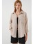 Kadın Tek Cepli Oversize Müslin Gömlek 20353 - Bej 1